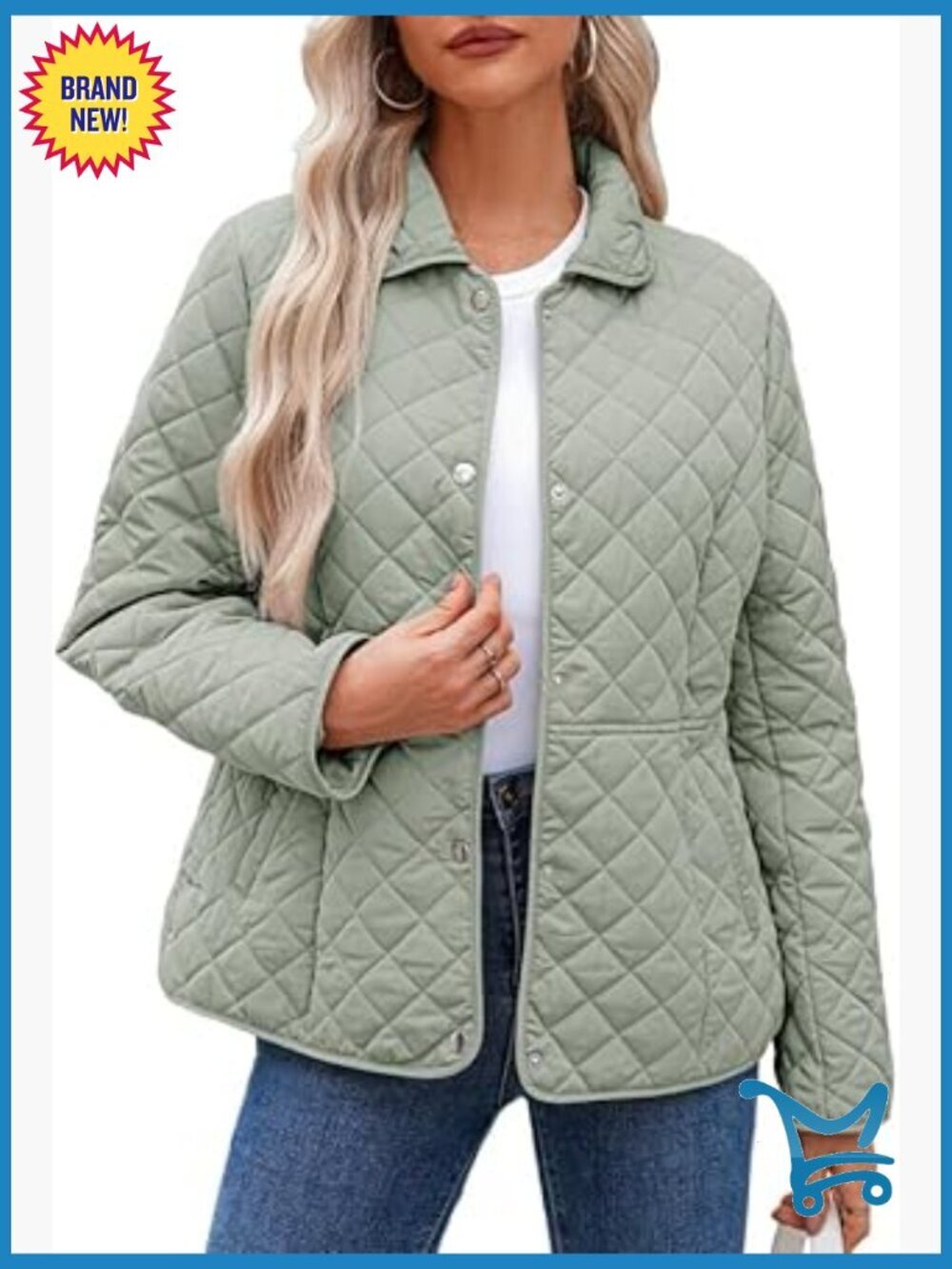 Quilted Puffer Jacket Long Sleeve Button Down Diamond Coats Outerwear with